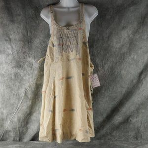 NWT FREE PEOPLE OB396810 2016 $168 "TEA COMBO" 100% COTTON JUMPER DRESS ANB